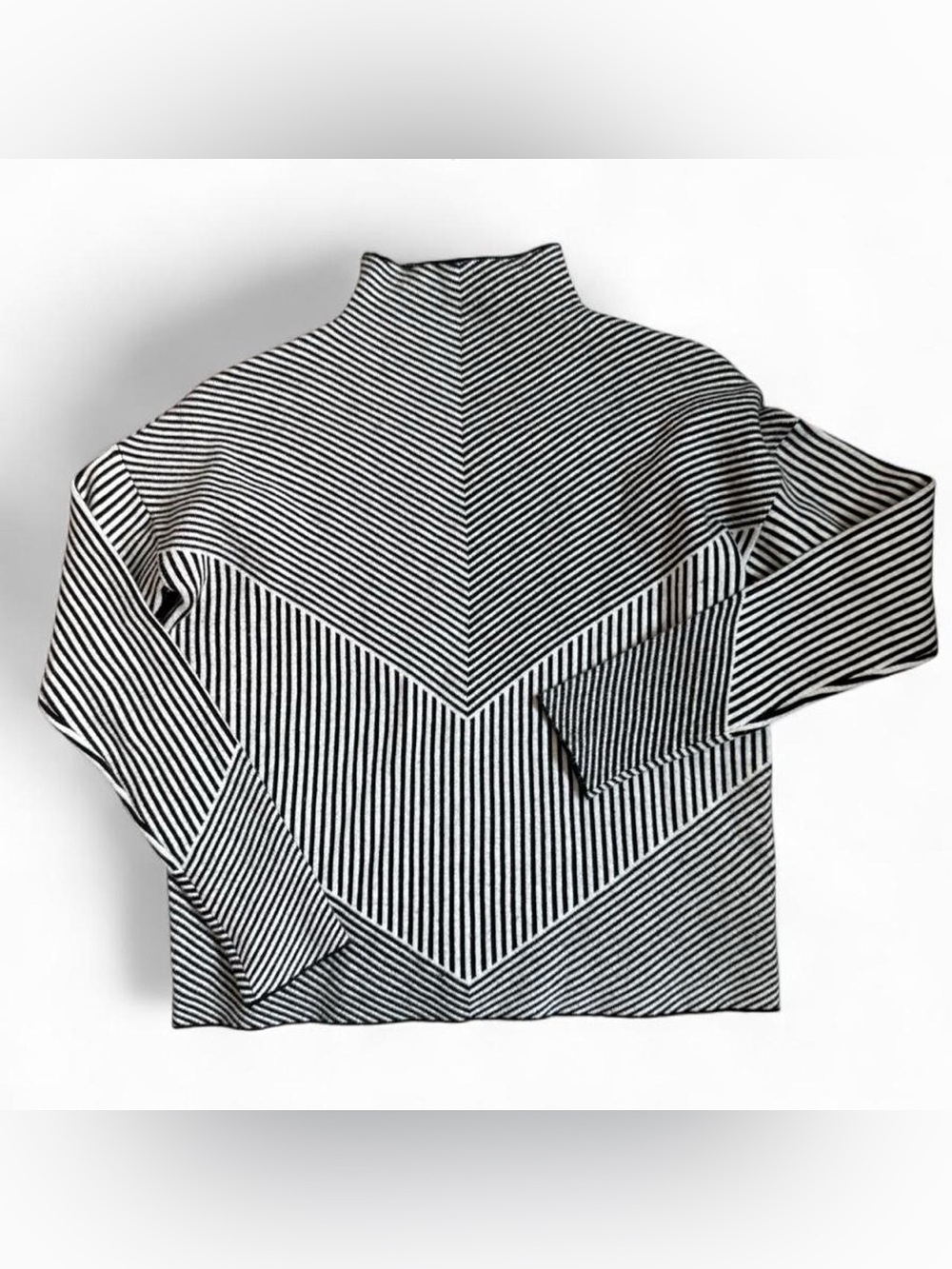 Cynthia Rowley B&W mock neck sweater